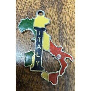 Vintage Enamel Italy Souvenir Red Green White Pendant For Necklace